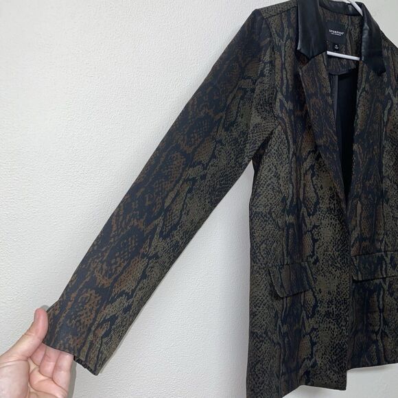 Liverpool Los Angeles Animal Print Blazer Jacket Size M Faux Leather Collar NWOT - Picture 3 of 6